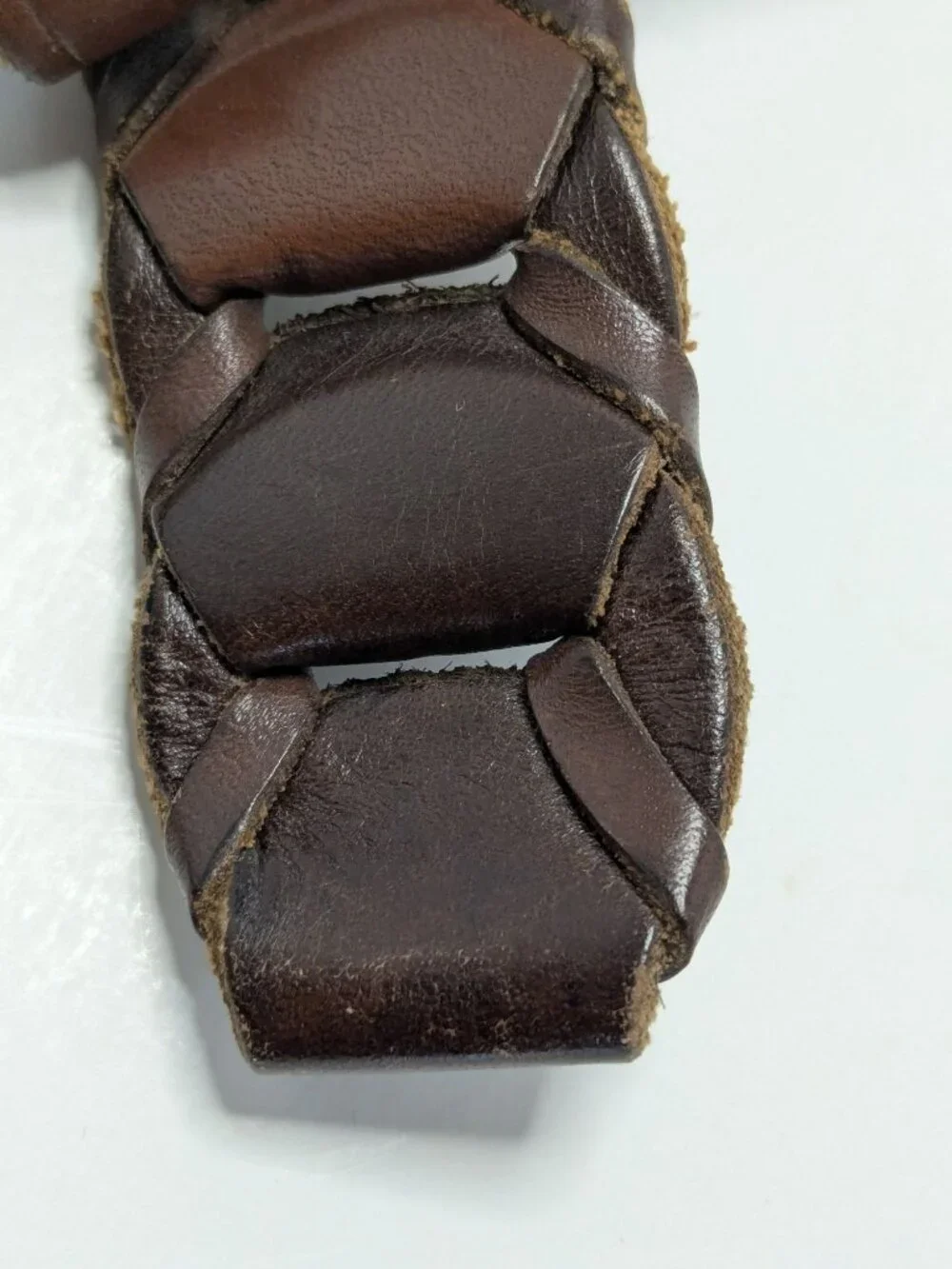 Abercrombie & Fitch Braided Brown Leather Link Belt Mens Size 34 Vintage/Y2K